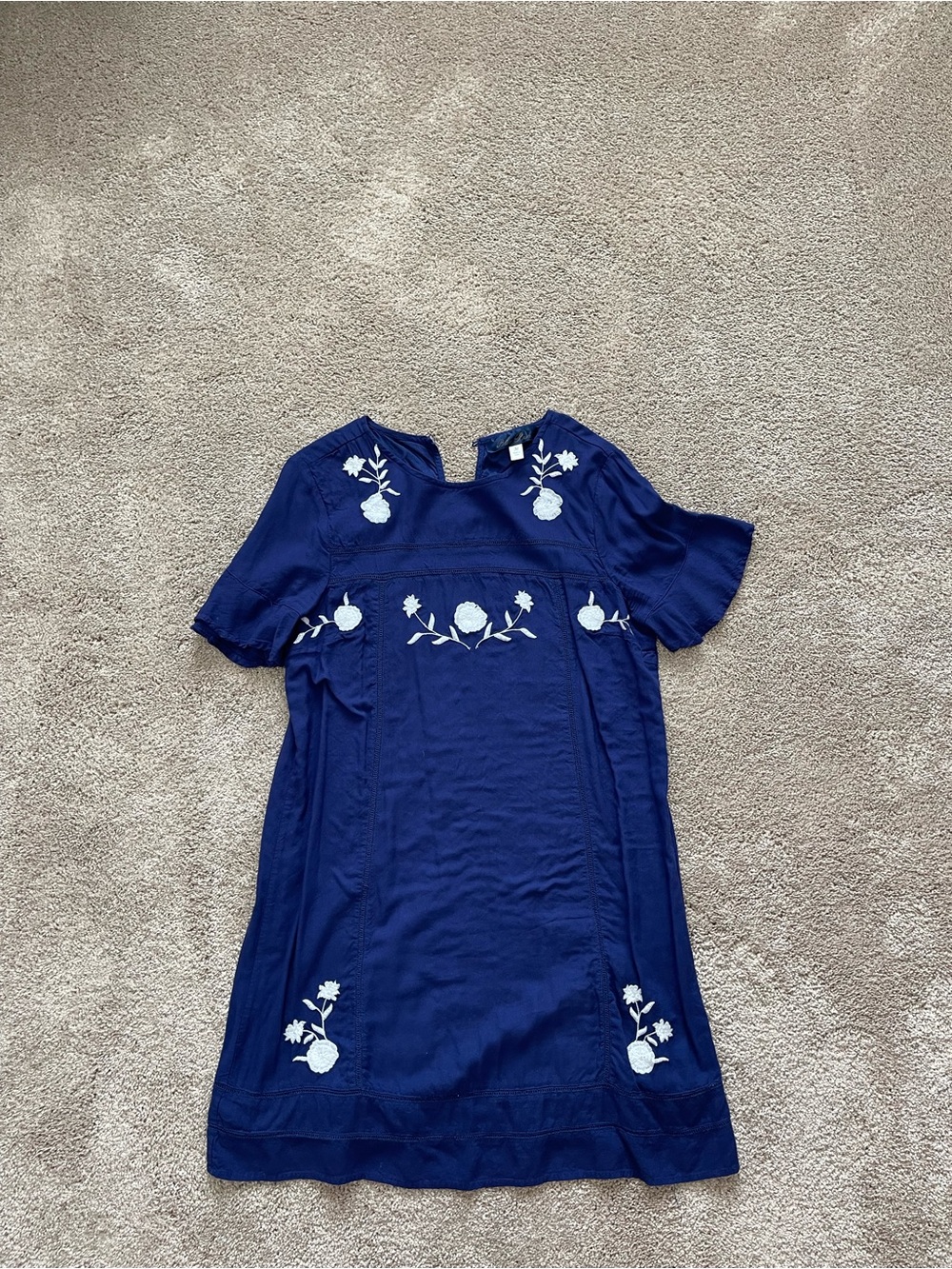 Francesca's Collections Blue Embroidered Short-Sleeve Dress